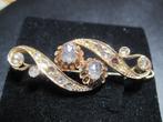 Antiek diamant design broche Holland ca 1900 14 K goud, Ophalen, Goud, Broche, Met edelsteen
