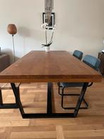 Massief eiken houten tafel XL met aluminium onderstel, Huis en Inrichting, Tafels | Eettafels, 100 tot 150 cm, Gebruikt, Rechthoekig