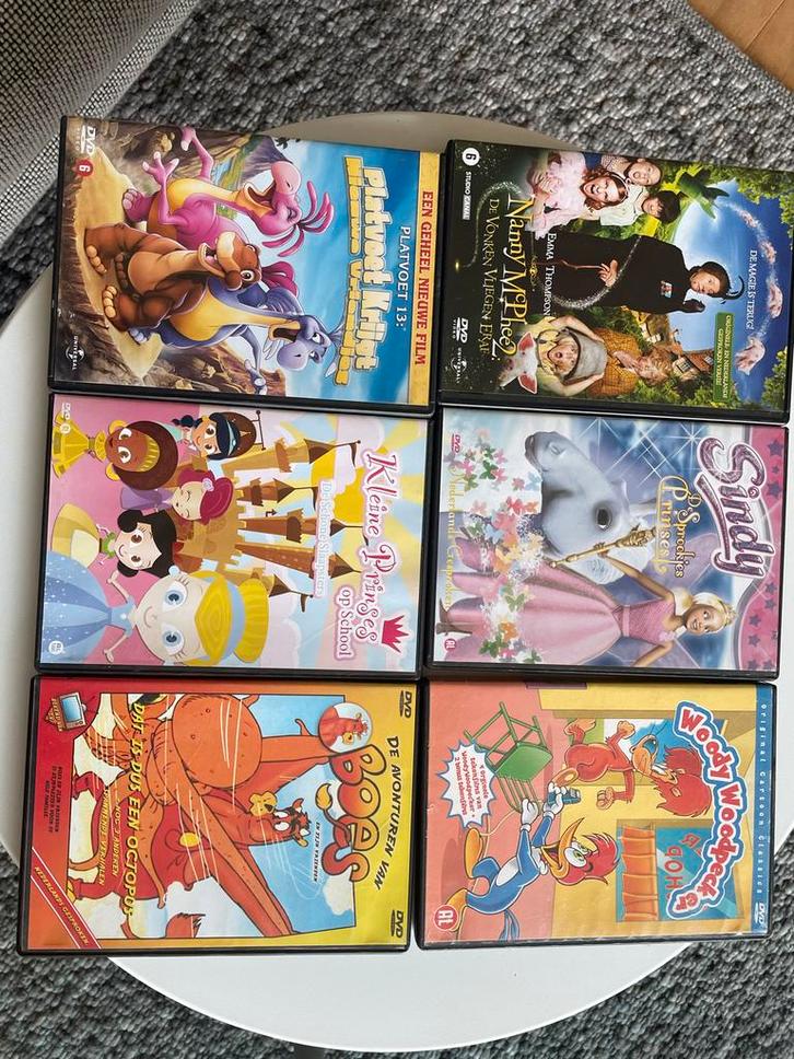 6 Kinder DVD's - Platvoet, Nanny McPhee, Boes, Woody Woodpec, Cd's en Dvd's, Dvd's | Kinderen en Jeugd, Gebruikt, Film, Avontuur