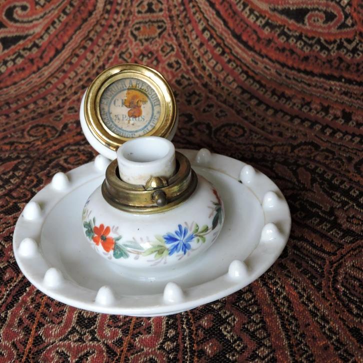 Antiek reis inktpot C.F. & cie A Paris Frans 19e eeuw, Antiek en Kunst, Antiek | Kantoor en Zakelijk, Ophalen of Verzenden