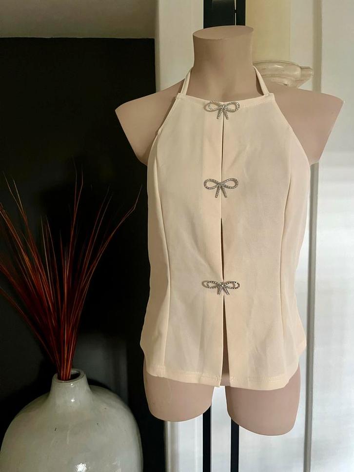 SHEIN Haltertop Beige Maat L, Kleding | Dames, Tops, Zo goed als nieuw, Maat 42/44 (L), Beige, Zonder mouw, Verzenden