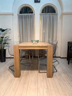 Massief Eiken Eettafel met 4 stoelen, Huis en Inrichting, Tafels | Eettafels, Ophalen, Eikenhout, 50 tot 100 cm, Zo goed als nieuw