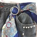 Derhy L jeans met parels en bling strass Blauw spijkerbroek, Blauw, Derhy, Ophalen of Verzenden, Zo goed als nieuw