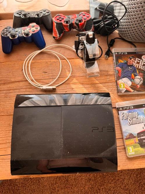 Playstation 3 met diverse spellen, Spelcomputers en Games, Spelcomputers | Sony PlayStation 3, Zo goed als nieuw, Met 3 controllers of meer