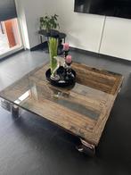 Coffee table railway sleeper terni 130 x 130, Minder dan 50 cm, 100 tot 150 cm, 100 tot 150 cm, Zo goed als nieuw