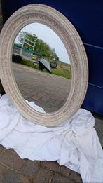 Grote Brocante Ovale Spiegel Antiek Wit, Ophalen of Verzenden, Ovaal, Minder dan 100 cm