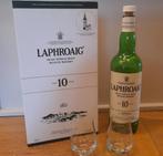 Laphroaig Islay single malt 10yrs lege fles+glazen+box+promo, Verzamelen, Merken en Reclamevoorwerpen, Verpakking, Gebruikt, Ophalen of Verzenden