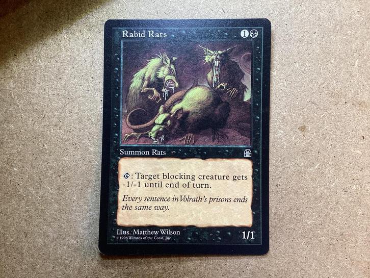1x Rabid Rats (Near Mint), Hobby en Vrije tijd, Verzamelkaartspellen | Magic the Gathering, Zo goed als nieuw, Losse kaart, Ophalen of Verzenden