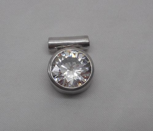 Zilveren Ti Sento hanger met heldere steen nr.1691, Sieraden, Tassen en Uiterlijk, Kettinghangers, Zo goed als nieuw, Zilver, Zilver