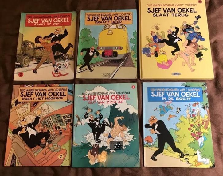 6 delen Sjef van Oekel door Theo van den Boogaard, Boeken, Stripboeken, Gelezen, Meerdere stripboeken, Ophalen of Verzenden