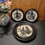 3 Ronde Borduur Schilderijtjes vintage, Antiek en Kunst, Ophalen of Verzenden