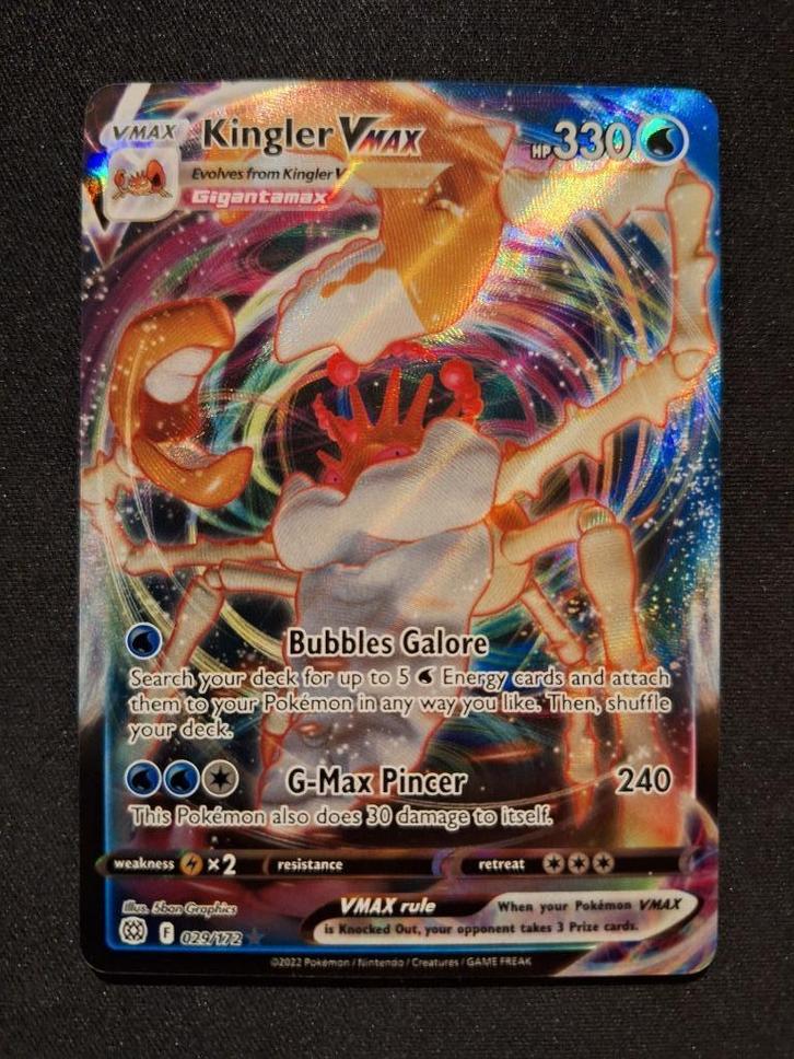 Kingler VMAX #029 (Brilliant Stars), Hobby en Vrije tijd, Verzamelkaartspellen | Pokémon, Zo goed als nieuw, Losse kaart, Verzenden