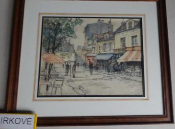 PARIJS AQUAREL * PLACE DUTERTRE * In Lijst * beschikbaar voor biedingen