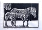Linodruk “Zebra’s Artis”, Ophalen of Verzenden