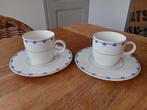 2x kop en schotel wit/blauw Expat, Ophalen of Verzenden, Zo goed als nieuw, Overige stijlen, Kop(pen) en/of Schotel(s)