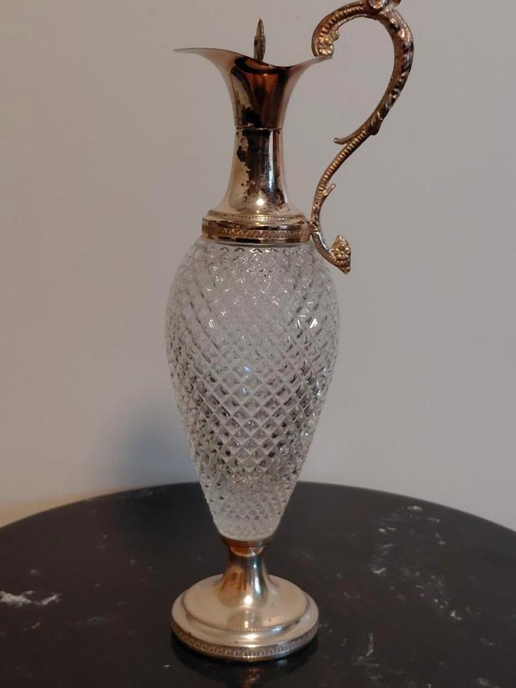 Vintage Kristallen karaf met Zilveren Details, Antiek en Kunst, Antiek | Glas en Kristal, Ophalen of Verzenden