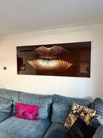 Glas Schilderij gouden lippen, Ophalen, 125 cm of meer, Schilderij, 75 cm of meer