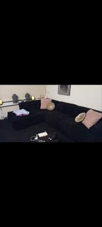 Mooie hoekbank zwart rib stof, Ophalen, Zo goed als nieuw, Vierpersoons of meer, Stof