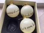 3 zachtegele kerstballen  riviera maison kerstliedjes, Ophalen of Verzenden, Gebruikt