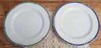 2 Limoges porseleinen borden met blauw en groene rand, Huis en Inrichting, Keuken | Servies, Gebruikt, Ophalen of Verzenden, Bord(en)