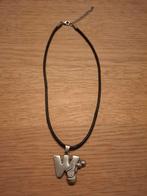 Diddl - Zwarte ketting met zilverkleurige Diddlhanger, Ophalen of Verzenden, Zo goed als nieuw, Zwart, Overige materialen