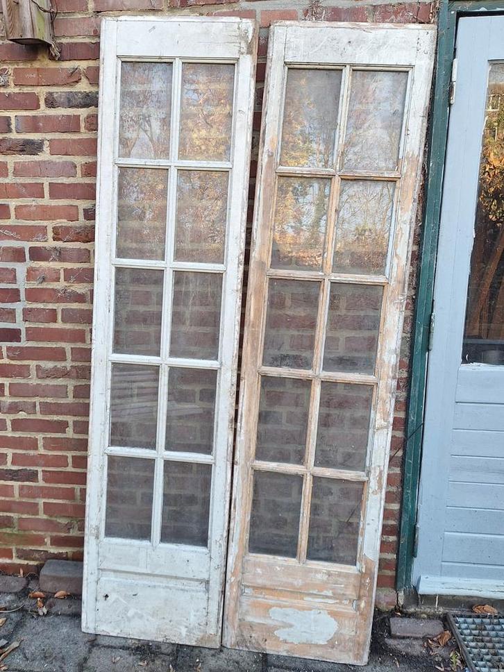 2 Authentieke jaren '30 ensuite deuren, Doe-het-zelf en Verbouw, Deuren en Horren, Gebruikt, Binnendeur, 200 tot 215 cm, Minder dan 80 cm