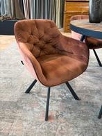 4 Bruine Stoffen Stoelen met Metalen Onderstel €75 ps, Ophalen, Bruin, Zo goed als nieuw, Eén