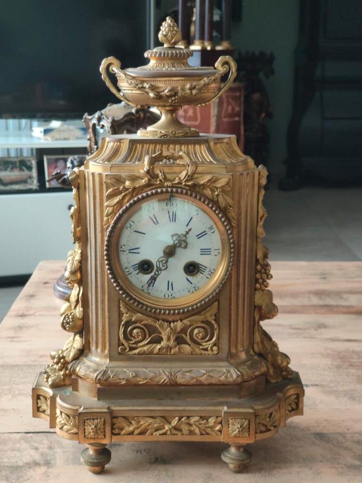 Bronzen pendule anno 1870, Antiek en Kunst, Antiek | Klokken, Ophalen