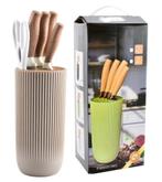 Messenset met blok beige, Nieuw, Ophalen of Verzenden, Rvs of Chroom, Vaatwasserbestendig