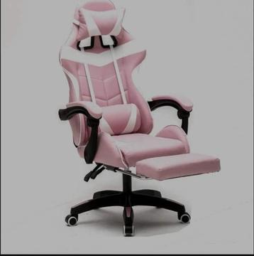 Roze Gaming Bureaustoel met Voetenbank beschikbaar voor biedingen