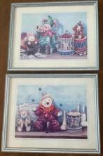 2 schilderijtjes met clown, circus afbeeldingen; 27 * 22 cm, Huis en Inrichting, Woonaccessoires | Schilderijen, Tekeningen en Foto's