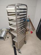 RVS serveerwagen met witte bakken, Ophalen of Verzenden