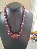 Prachtige oude geperste Amber barnsteen ketting., Verzenden, Overige materialen, Ketting