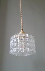 Vintage MidCentury Hanglamp van helder glas / textured glass, Ophalen of Verzenden, Zo goed als nieuw, 75 cm of meer, Vintage, mid century, design, retro