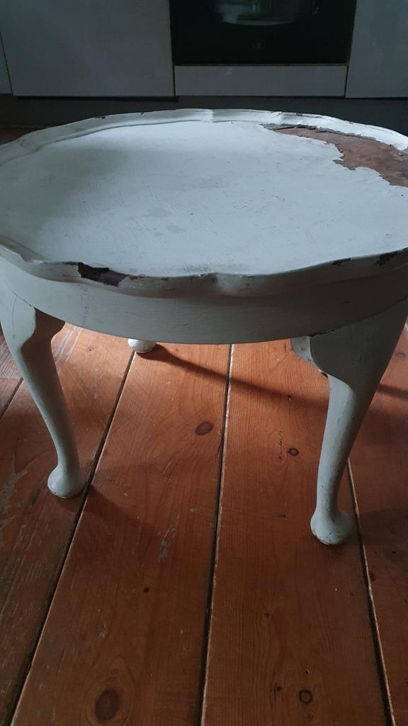 Brocante bijzettafel Frankrijk, Huis en Inrichting, Tafels | Bijzettafels, Zo goed als nieuw, Rond, Minder dan 55 cm, Ophalen