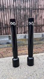 Antieke Kneepglazen Kandelaars - Rood & Zwart, Ophalen of Verzenden, Glas