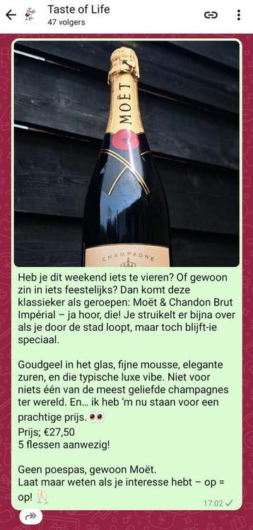 WhatsApp-kanaal – Taste of Life! beschikbaar voor biedingen
