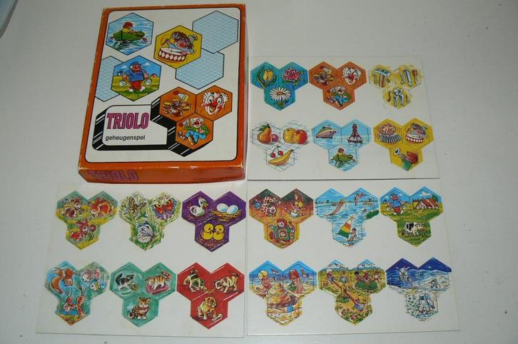 Vintage memory, Triolo geheugenspel van HEMA jaren '80, Hobby en Vrije tijd, Gezelschapsspellen | Overige, Een of twee spelers