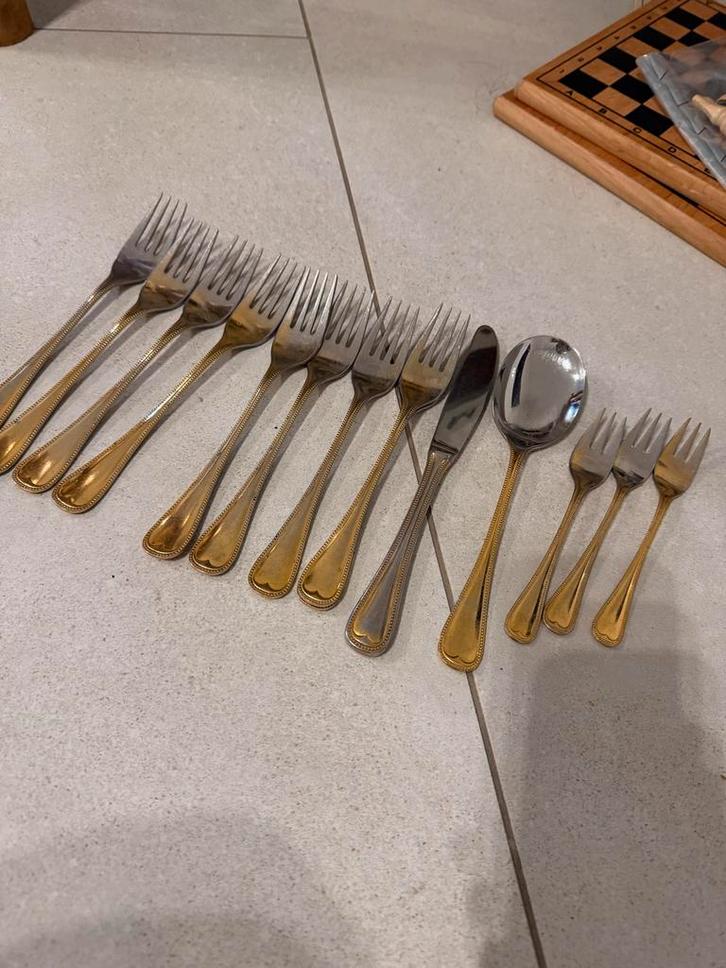 Verzilverd Bestek Set 23/24 Karaat Verguld, Antiek en Kunst, Antiek | Bestek, Ophalen of Verzenden