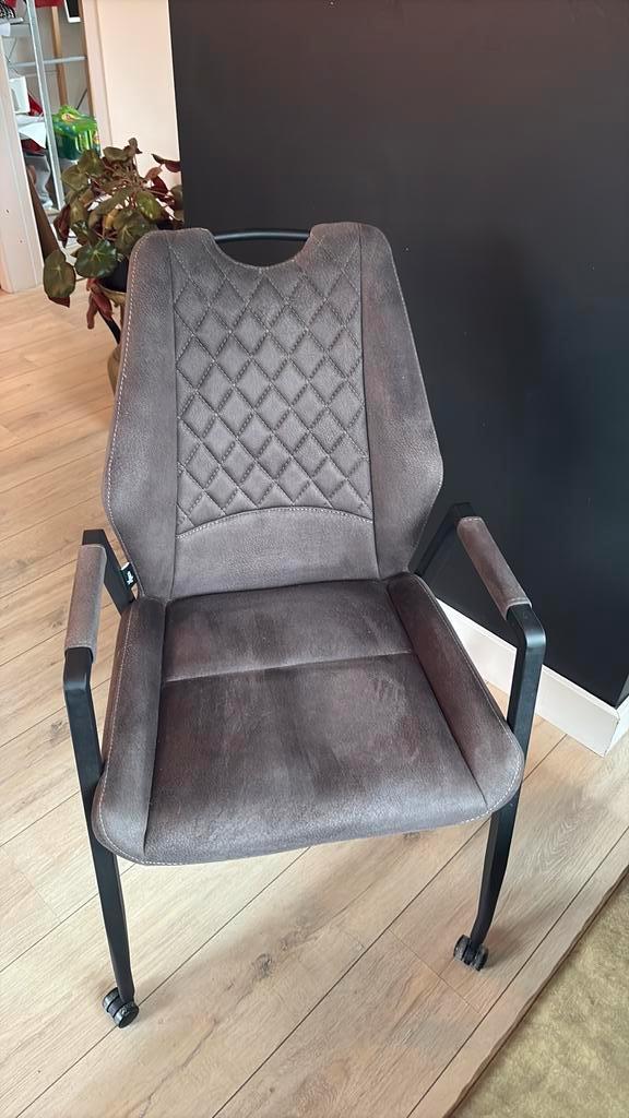 5 Eetkamerstoelen army (haco) antraciet, Huis en Inrichting, Stoelen, Zo goed als nieuw, Vijf, Zes of meer stoelen, Stof, Overige materialen