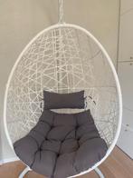 Hangstoel (ei-vorm) wit met grijze kussens, zgan., Tuin en Terras, Ophalen, Zo goed als nieuw, Aluminium