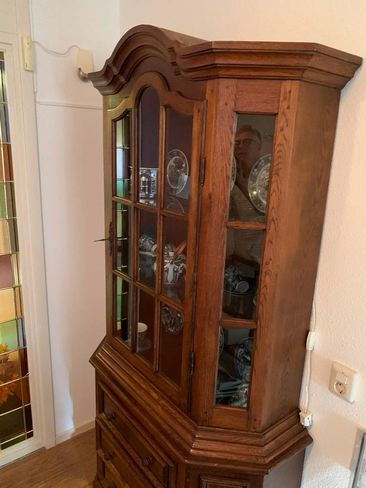 Mooie vitrinekast met lades en deuren, Huis en Inrichting, Kasten | Buffetkasten, Zo goed als nieuw, 150 tot 200 cm, 50 tot 100 cm