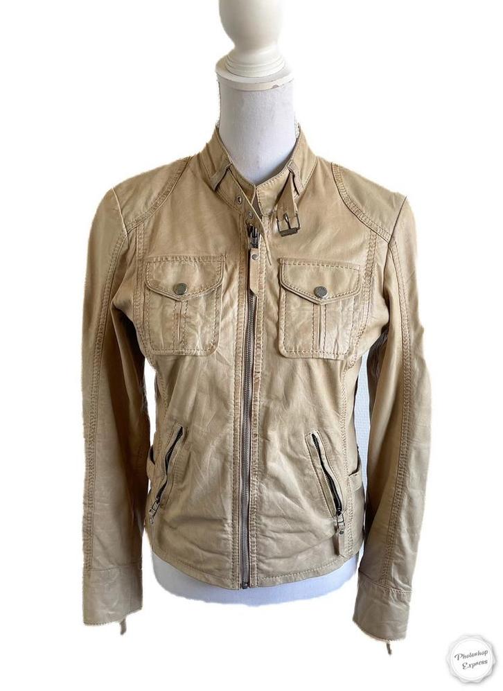 Mooi leren jasje van Gypsy S, Kleding | Dames, Jasjes, Kostuums en Pakken, Gedragen, Jasje, Maat 36 (S), Beige, Ophalen of Verzenden