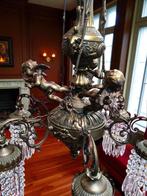 Groot en zwaar - Franse antiek kristallen kroonluchter brons, Huis en Inrichting, Ophalen of Verzenden, Gebruikt, Overige materialen