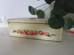 oud vintage koekblik geel met bloemen, Verzamelen, Ophalen of Verzenden, Gebruikt, Overige, Overige merken