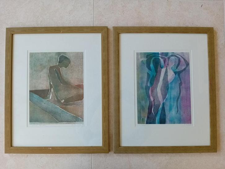Tweemaal Jan ten Hoeve (1960 - 2020), gemende techniek., Antiek en Kunst, Kunst | Schilderijen | Abstract, Ophalen of Verzenden
