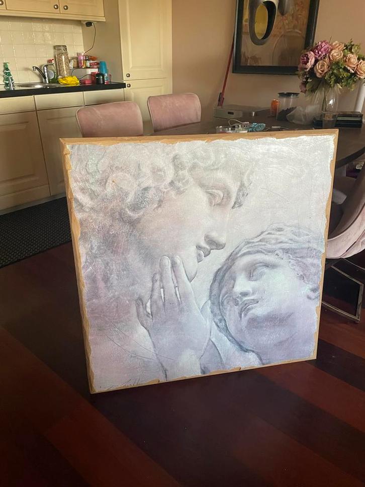 Richard Franklin - Neo-klassiek kunstwerk 100x100cm, Antiek en Kunst, Kunst | Schilderijen | Klassiek, Ophalen of Verzenden