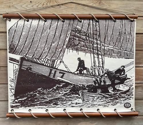 Wandkleed Huizer Logger zeilboot , HZ , groot formaat, Verzamelen, Scheepvaart, Zo goed als nieuw, Kaart, Foto of Prent, Motorboot