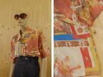 Vintage beige nineties blouse alloverprint maat 40 | 752, Maat 38/40 (M), Verzenden, Beige, Vintage