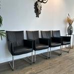 4 Bert Plantagie stoelen – zwart leder – goede staat!, Verzenden, ., Zwart, Zo goed als nieuw